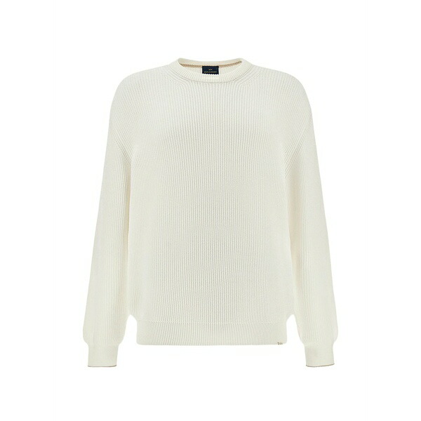 ポールアンドシャーク メンズ 編み物\u0026ティーシャツ アウター Crew-neck cotton sweater White
