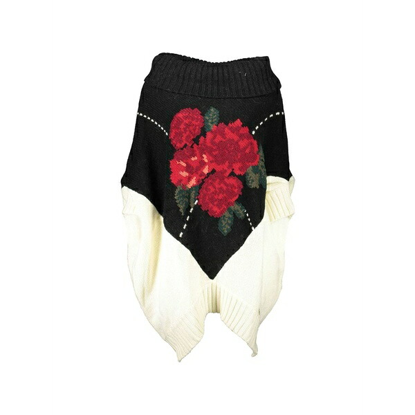 青碧御嬢さん レディース 編み物\u0026ティーシャツ アウター Floral-design cowl-neck sweater Black