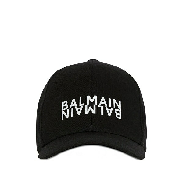 バルマン メンズ 帽子 アクセサリー Print cotton cap Black|asty