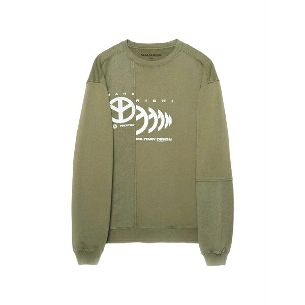 マハリシ メンズ パーカー・スウェットシャツ アウター Logo-print panelled sweater Green