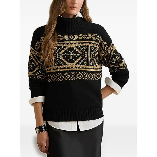 ラルフローレン レディース 編み物\u0026ティーシャツ アウター Fair isle roll-neck sweater Black
