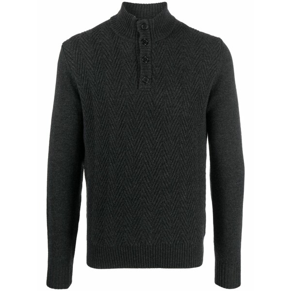 コルネリアーニ メンズ 編み物\u0026プルオーバー アウター Herringbone mock-neck jumper Grey