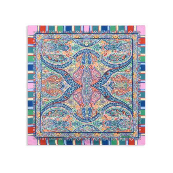 エトロ メンズ えり巻き・袈裟・えり巻き 付属物 Silk pocket square Blue