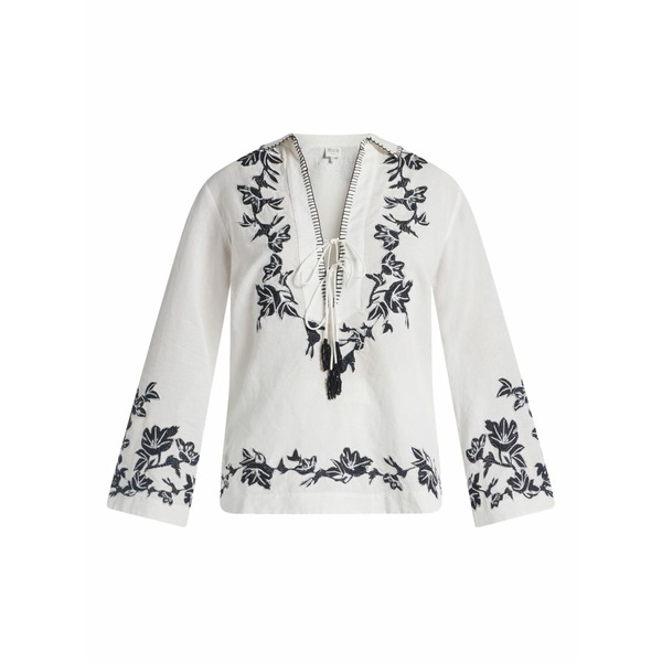 へマント\u0026ナンディータ レディース ティーシャツ トップス Aahi floral tassel blouse White