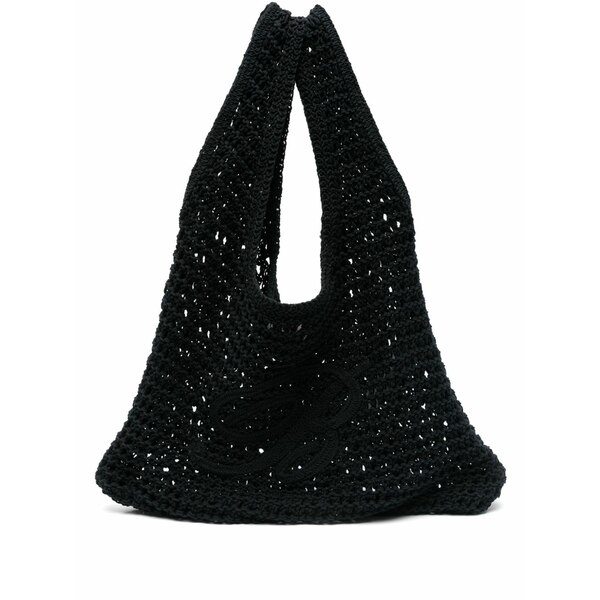 ブルマリン レディース ショルダーバッグ 御徒面子 Logo-embroidered shoulder bag Black