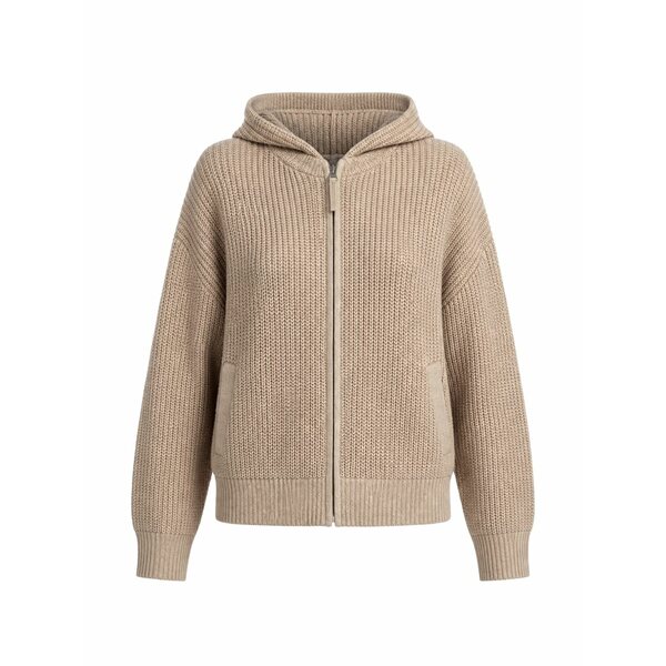 アリュード レディース パーカー・スウェットシャツ アウター Ribbed-knit zip-up hoodie Neutrals
