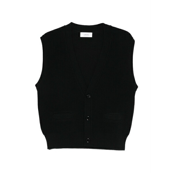 ラルディーニ メンズ カーディガン アウター Button v-neck sleeveless cardigan Black|asty