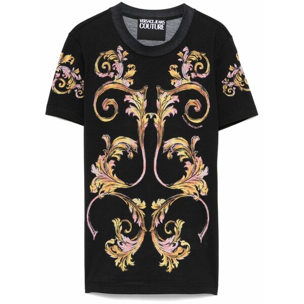 呼びりん探し回る レディース プルオーバー トップス Barroco-print t-shirt Black