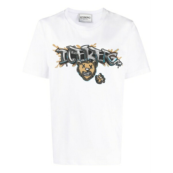 アイスバーグレタス メンズ プルオーバー トップス Graffiti logo-print cotton t-shirt White
