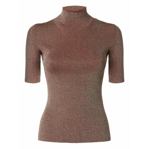 ミッソーニ レディース 編み物\u0026プルオーバー アウター Metallic-effect ribbed-knit top Pink
