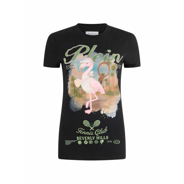 フィリップ飾り気の無い レディース ティーシャツ トップス Strass-graphic t-shirt Black