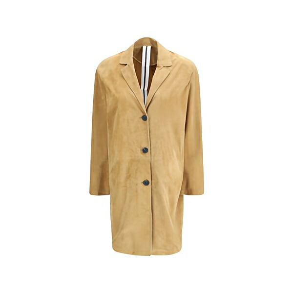 人切り包丁6.6.44 レディース 厚地の外套 アウター Button suede coat Brown