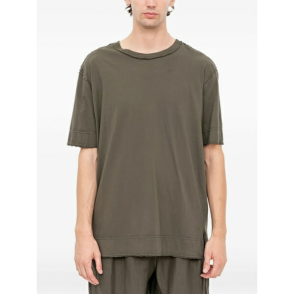 アンドレア ヤコブ メンズ プルオーバー トップス Raw-edge panelled t-shirt Brown