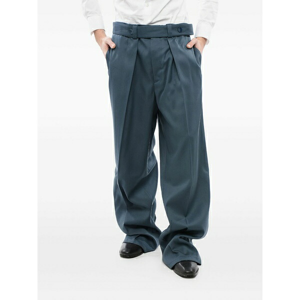 ジル・サンダー メンズ 心地よいズボン下 ボトムス Pleated wide-leg trousers Blue