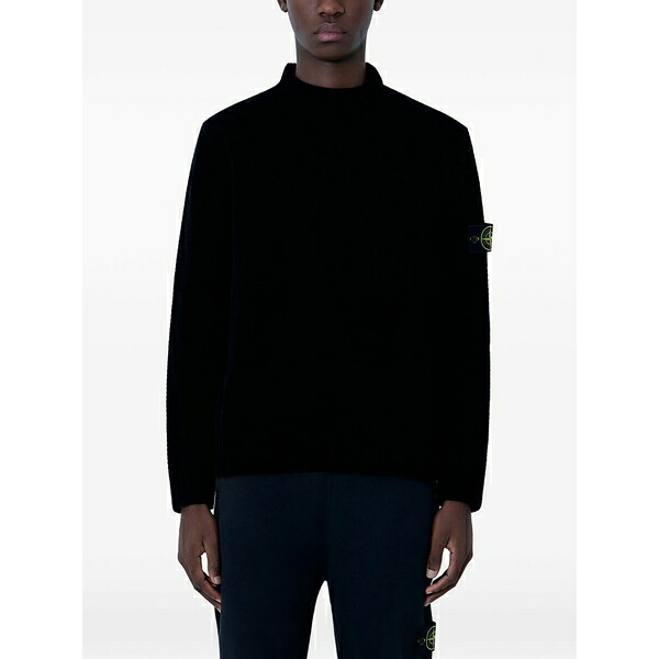 ストーンアイランド メンズ 編み物\u0026プルオーバー アウター Signature-patch sweater Black