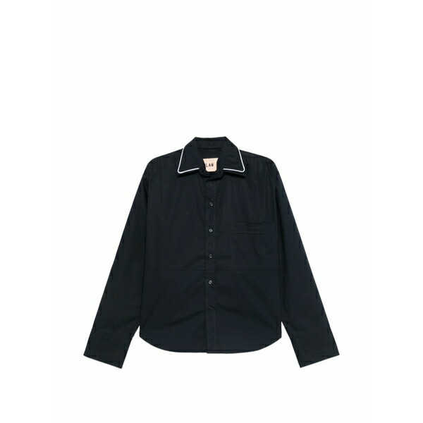 プランシー メンズ ティーシャツ トップス Piping-detail chest-pocket shirt Blue