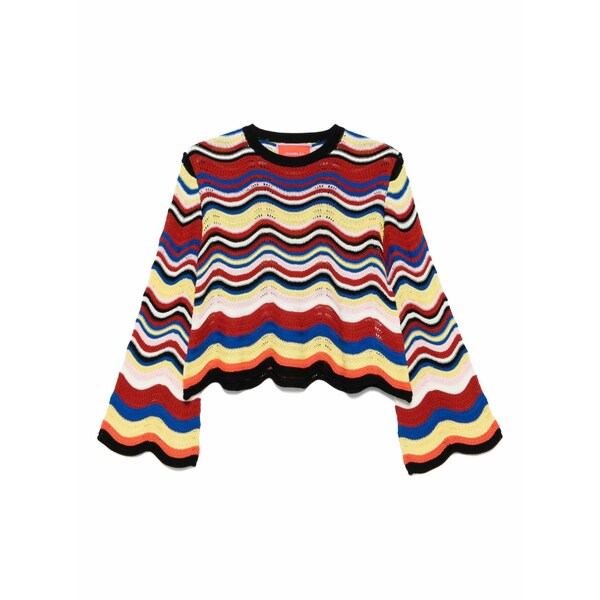 ラ・ダブル・ジェイ レディース 編み物\u0026スウェーター アウター Wave-pattern bell-sleeve sweater Red