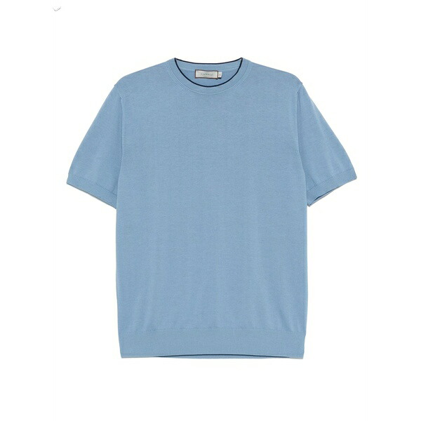 カナーリ メンズ プルオーバー トップス Fine-knit t-shirt Blue