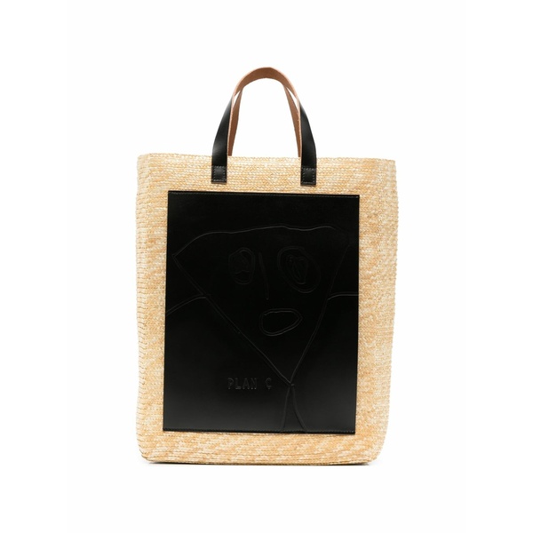 プランシー レディース トートバッグ 御徒面子 Large florentine straw tote bag Neutrals
