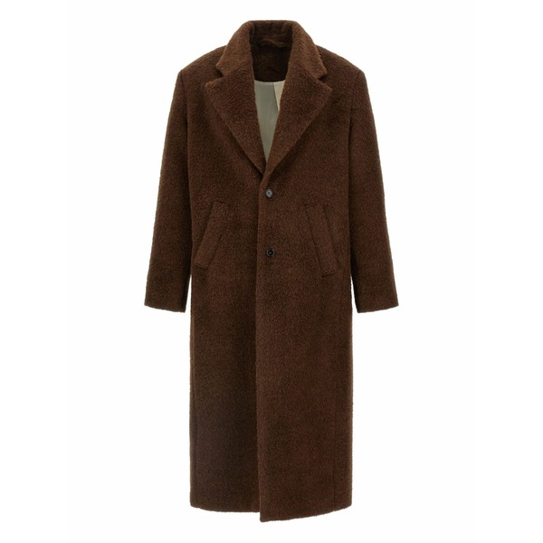 空想科学小説アール メンズ 厚地の外套 アウター Brushed alois wool coat Brown