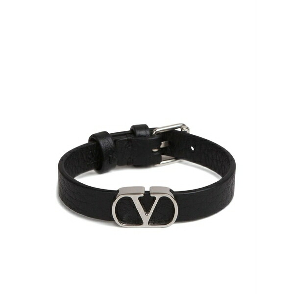 ヴァレンティノ ガラヴァーニ メンズ ブレスレット・バングル・アンクレット 付属物 Vlogo signature leather bracelet Black