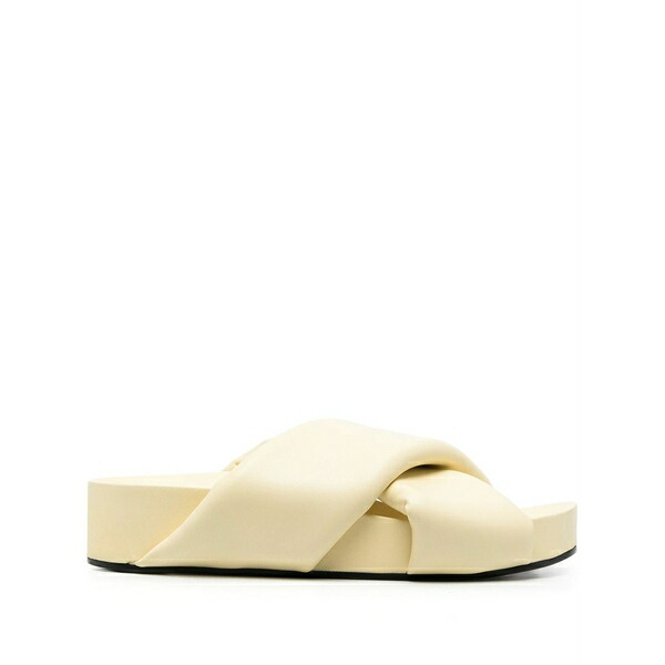 ジル・サンダー レディース サンダル シューズ Criss-cross leather slide sandals Yellow