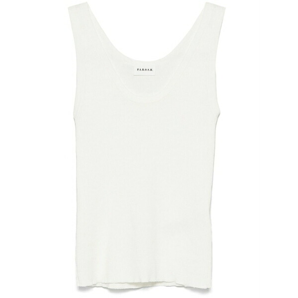 パロッシュ レディース カットソー トップス Fine-knit tank top   White