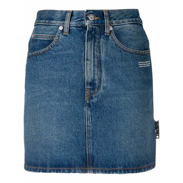 象牙色 レディース スコート ボトムス Logo print denim skirt Blue