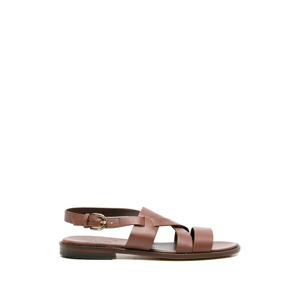 ドンカルズ レディース サンダル シューズ Crossover-strap leather flat sandals Brown