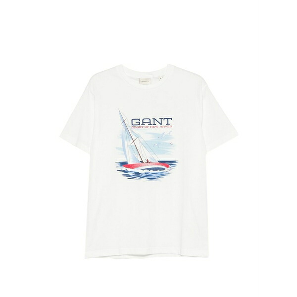 ガント メンズ ティーシャツ トップス Graphic-print t-shirt White