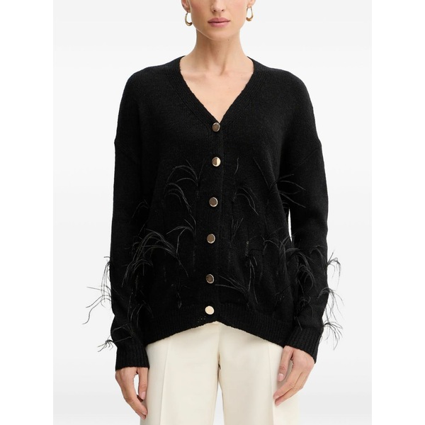 フラコミーナ レディース ジレー アウター Trim button cardigan Black