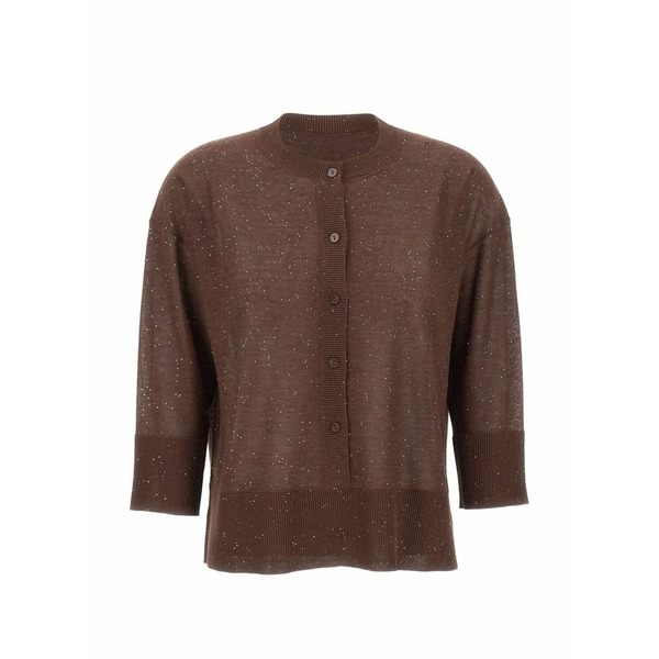 カングラ  レディース ジレー アウター Sequin-embellished buttoned cardigan Brown