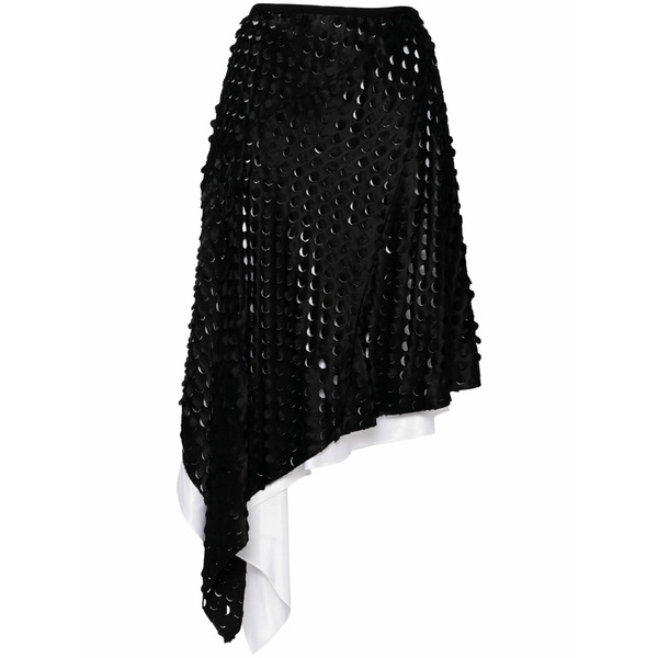 ヘルムート 言葉づかい レディース スコート ボトムス Hole-punched scarf hem skirt Black