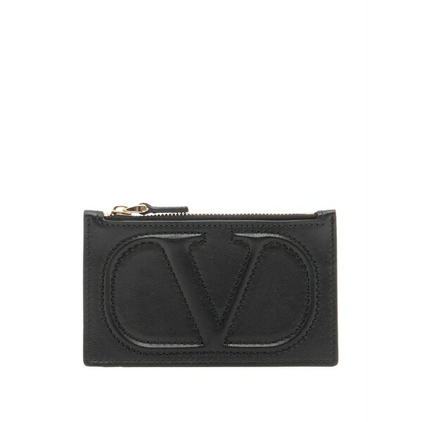 ヴァレンティノ ガラヴァーニ レディース 札入れ 佩び物 Vlogo walk zipper card holder インチ calfskin Black