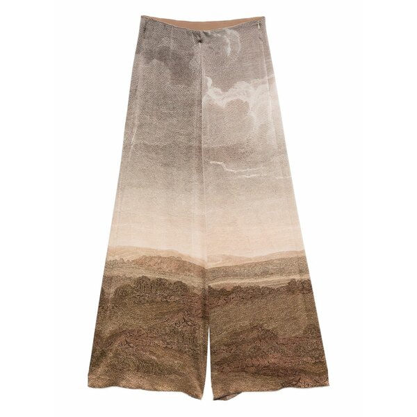 ピエール=ルイ・マシア レディース カジュアルパンツ ボトムス Landscape-print wide-leg trousers Brown|asty