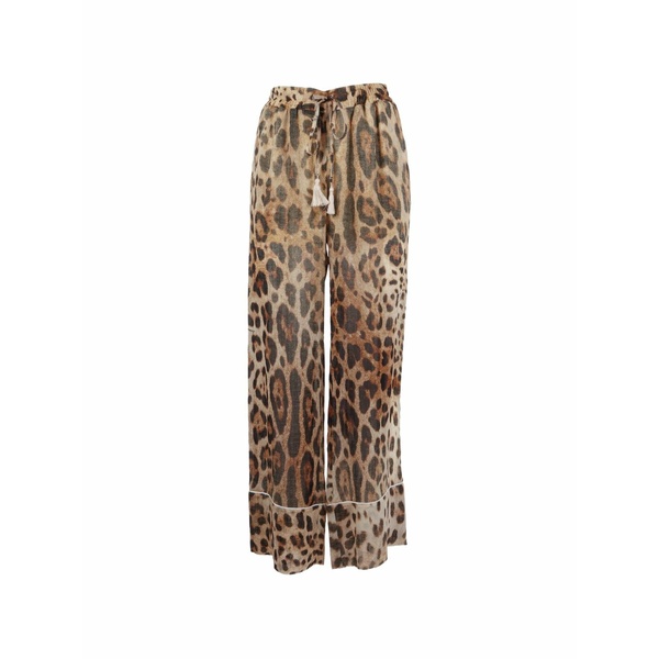 エルマンノ シェルヴィーノ レディース 心地好いズボン下 ボトムス Leopard-print drawstring-waist trousers Neutrals