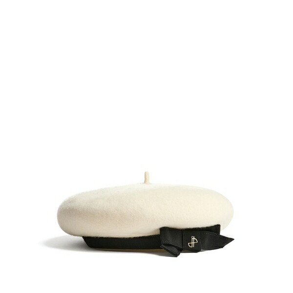 ジャンパトゥ レディース 鳥打ち帽 付属物 Grosgrain-bow wool beret Neutrals