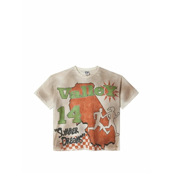 頭を覆う物 メンズ プルオーバー トップス Running club graphic-print distressed t-shirt Neutrals