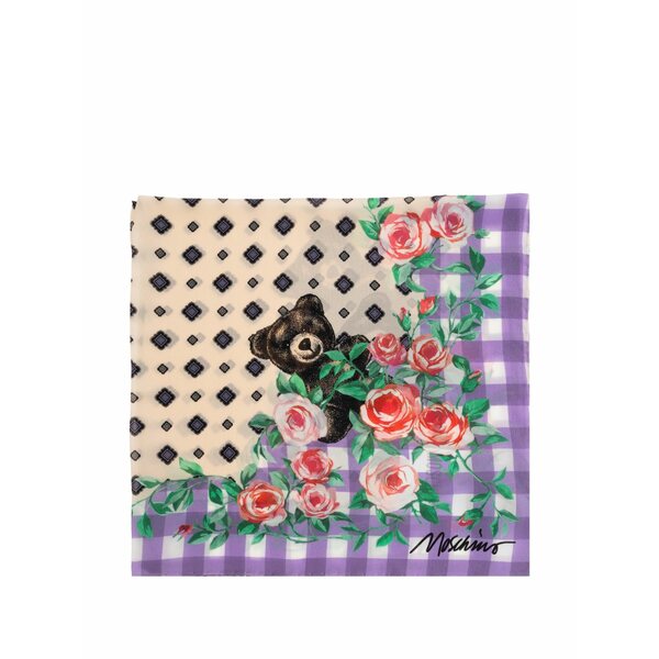 モスキーノ メンズ 消音装置・袈裟・えり巻き 佩び物 Teddy-motif scarf Neutrals