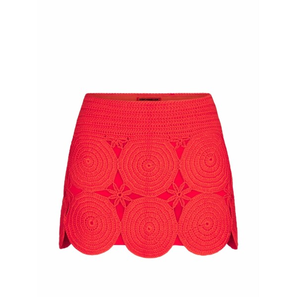 サイモン鏡鑑 レディース スコート ボトムス Beep beep crochet-knit mini skirt Red