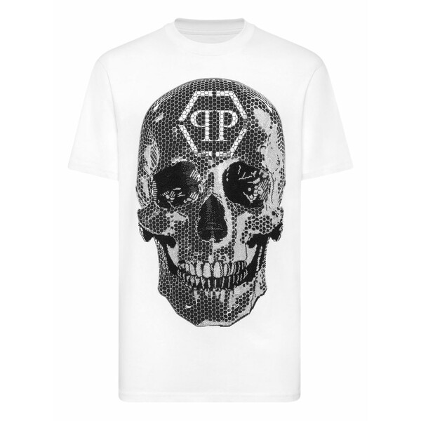 フィリップ飾り気の無い メンズ プルオーバー トップス Skull-print t-shirt White