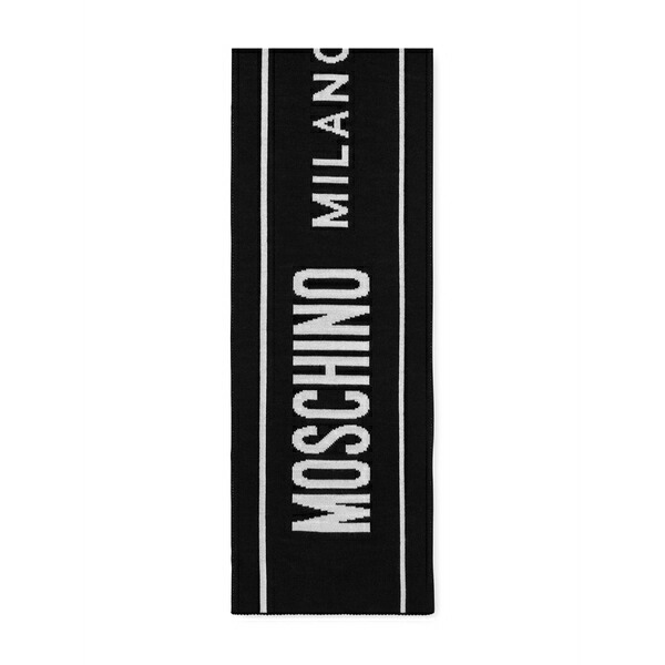 モスキーノ レディース 消音装置・袈裟・えり巻き 佩び物 Logo-detail wool scarf Black