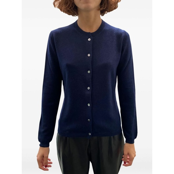 ラ サクラ色 レディース ジレー アウター Buttoned cashmere cardigan Blue