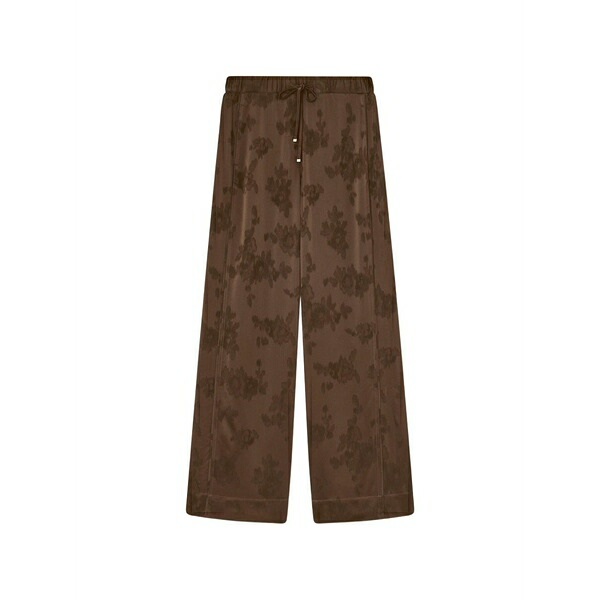 ガニー レディース 心地好いズボン下 ボトムス Floral-jacquard drawstring-waist trousers Brown