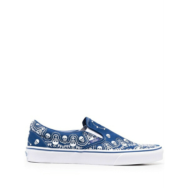 バンズ メンズ スニーカー シューズ Bandana skull-print classic slip-on sneakers Blue