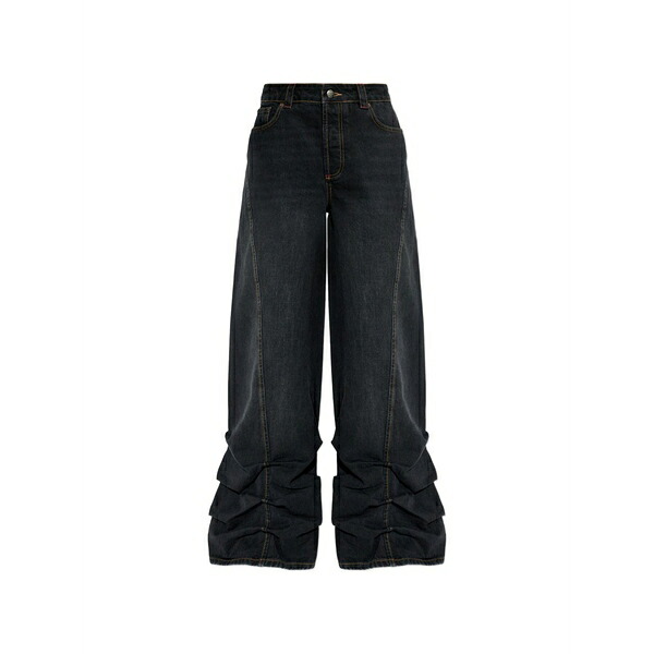 アヴァヴァヴ メンズ デニムパンツ ボトムス Ruched straight jeans Black|asty