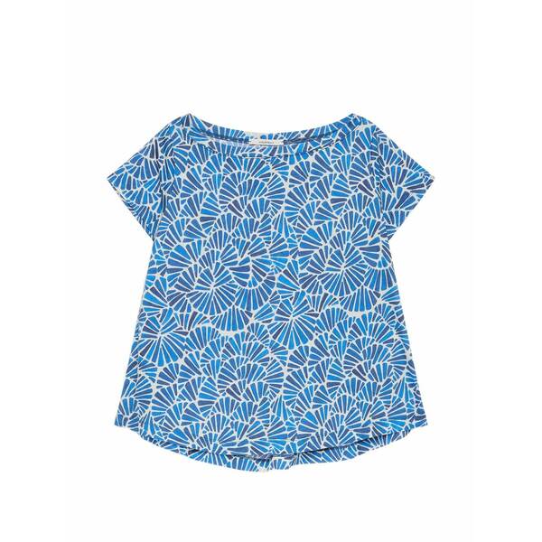 マリパルミ レディース ティーシャツ トップス Boat-neck printed t-shirt Blue
