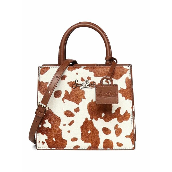 エムシーツーセイントバース レディース ハンドバック 御徒面子 Mini shop cow-print leather tote bag White