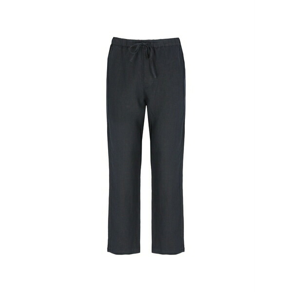 １２０％リノ メンズ 心地好いズボン下 ボトムス Drawstring-waist linen trousers Black