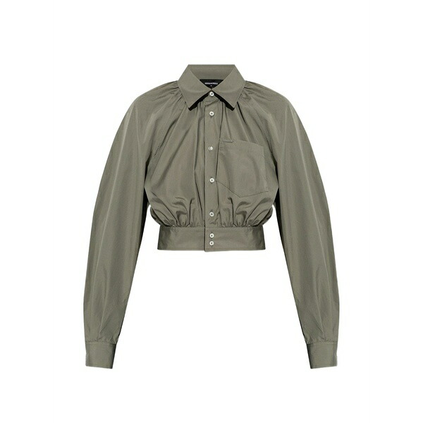 ディースクエアード レディース プルオーバー トップス Collared cropped shirt Green